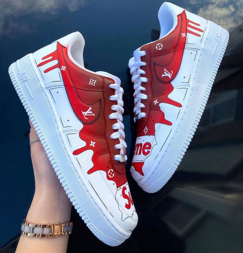 Nike Air Force 1 - Supreme X LV Drip - Sneakers Custom Opplain